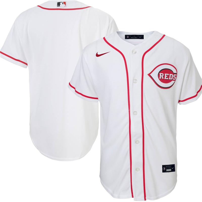 2020 MLB Youth Cincinnati Reds Nike White Home 2020 Replica Team Jersey 1->youth mlb jersey->Youth Jersey